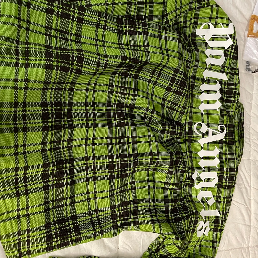 Palm angels green and black shirts size large , can wear on spring , fall .